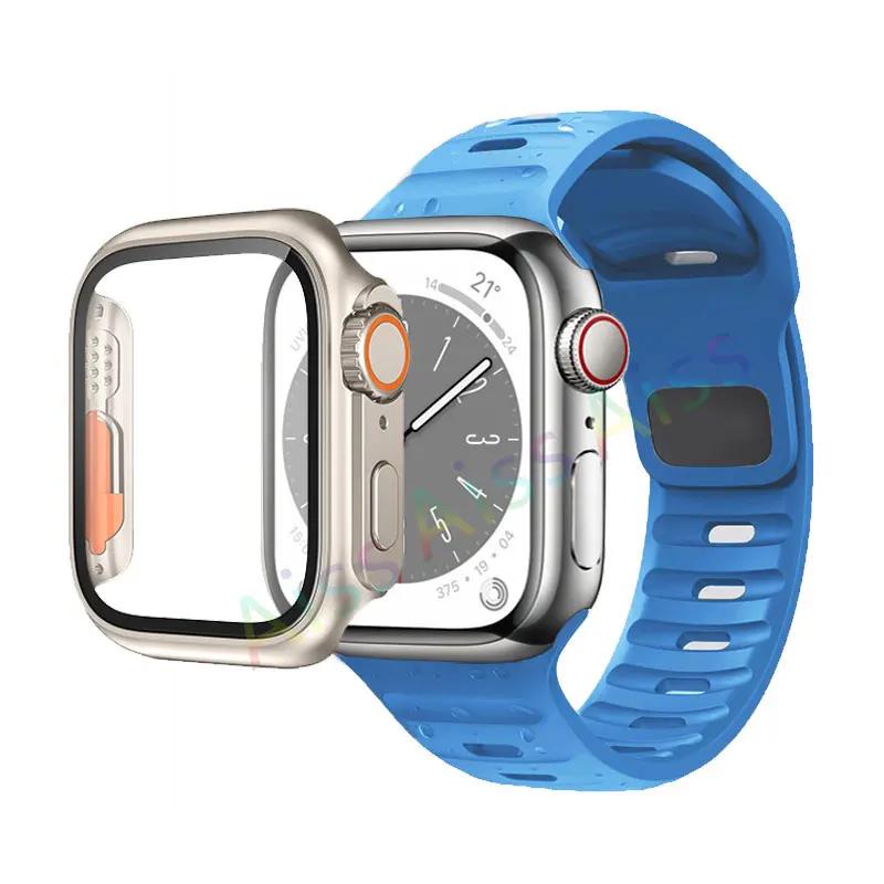 Case+Strap For Apple Watch Band 45mm 44mm 42mm 40mm Smart Silicone Bracelet Iwatch Series 3 4 5 6 Se 7 8 Change To Ultra Case