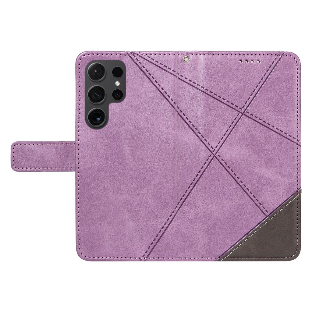 Für Samsung Galaxy S24 Ultra Hülle PU Leder Handyhülle mit Kartenhalter Geometrische Linie