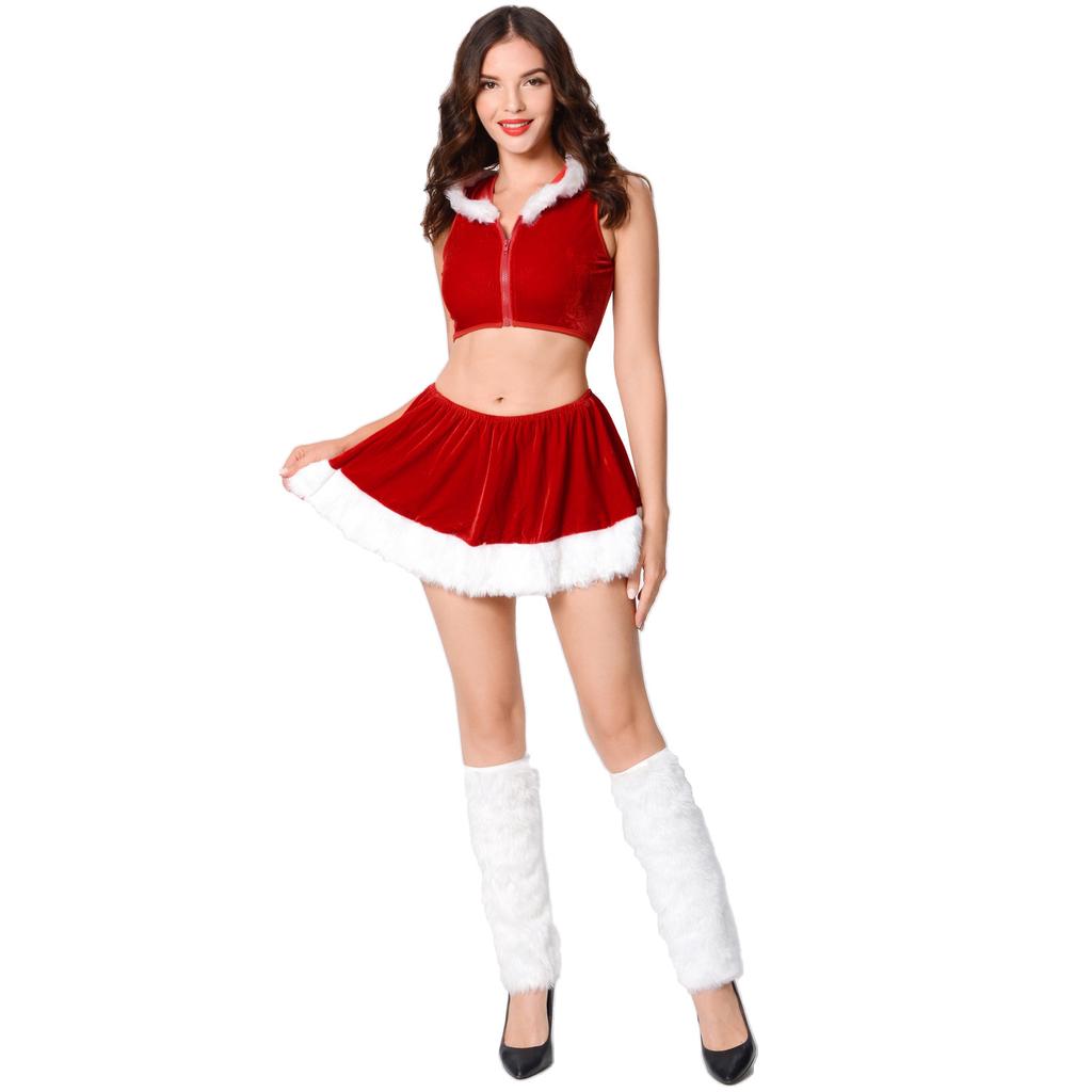 Christmas costume with foot cover, stage performance copay birthday party Christmas costume, split Christmas costume
