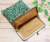 Kyosuke Made in Japan Slim Goshuincho Case with Clasp Small Item Arabesque Dot Green Closure, Pouch, Pattern,