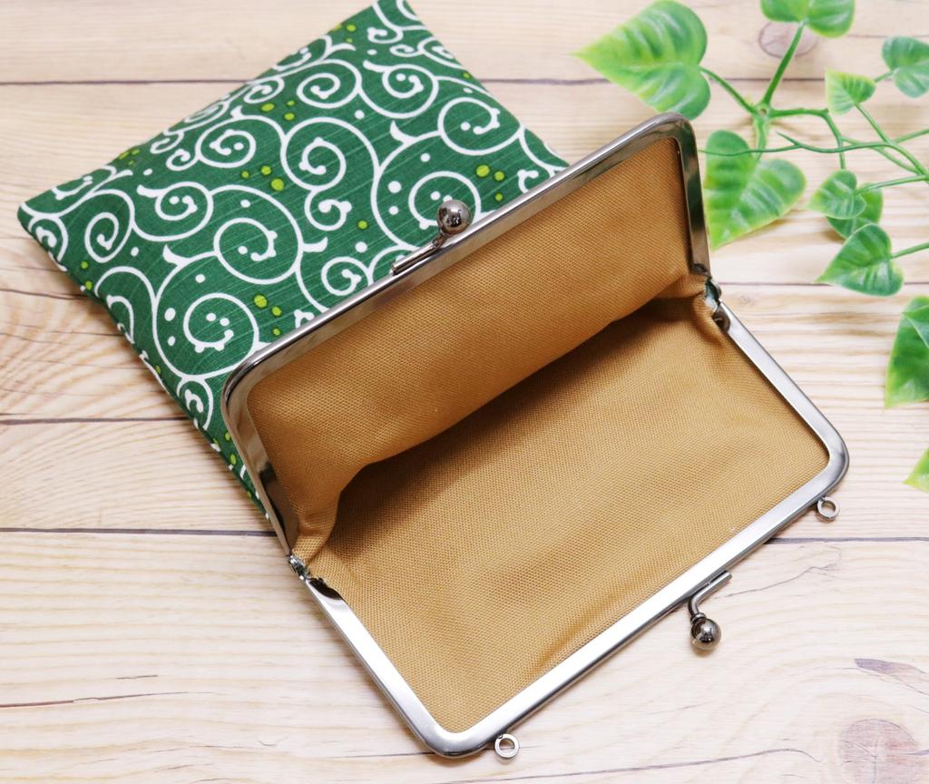 Kyosuke Made in Japan Slim Goshuincho Case with Clasp Small Item Arabesque Dot Green Closure, Pouch, Pattern,