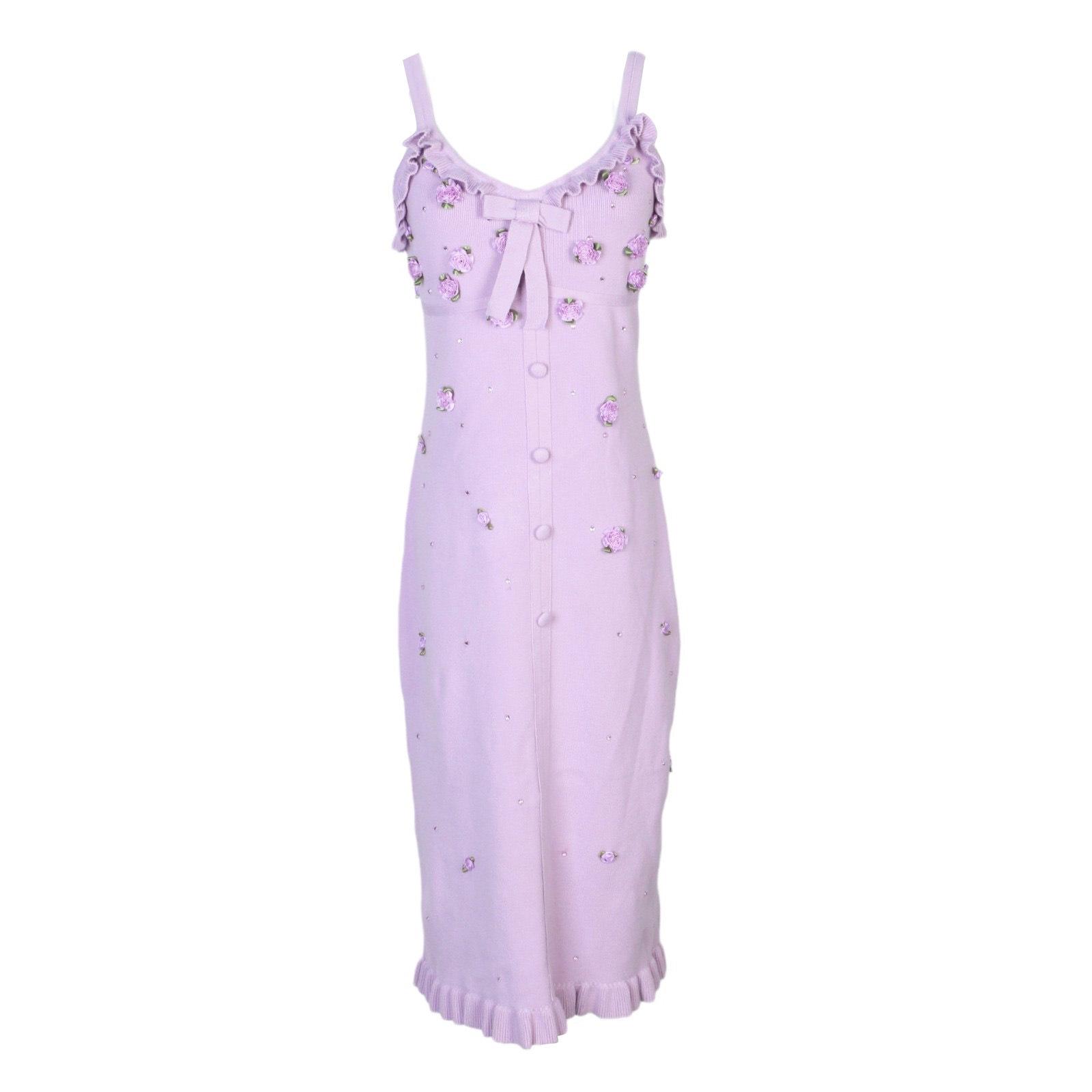 

La Fei Jia Mu Autumn 24 Purple Knitted French Sling Dress for Women Small