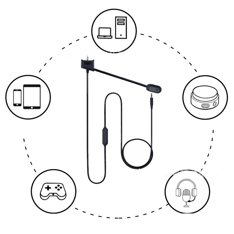 Detachable Boom Mic with Inline Mute Enhances Gaming for QC35 II & QC35 Headphones Repalcement Microphone Cable