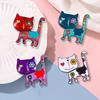 Colorful Cartoon Cat Enamel Brooch Pins Cute Fashion Painted Scarf Buckle Stylish Mixed-Color Cat Brooches for Women Daily Wear