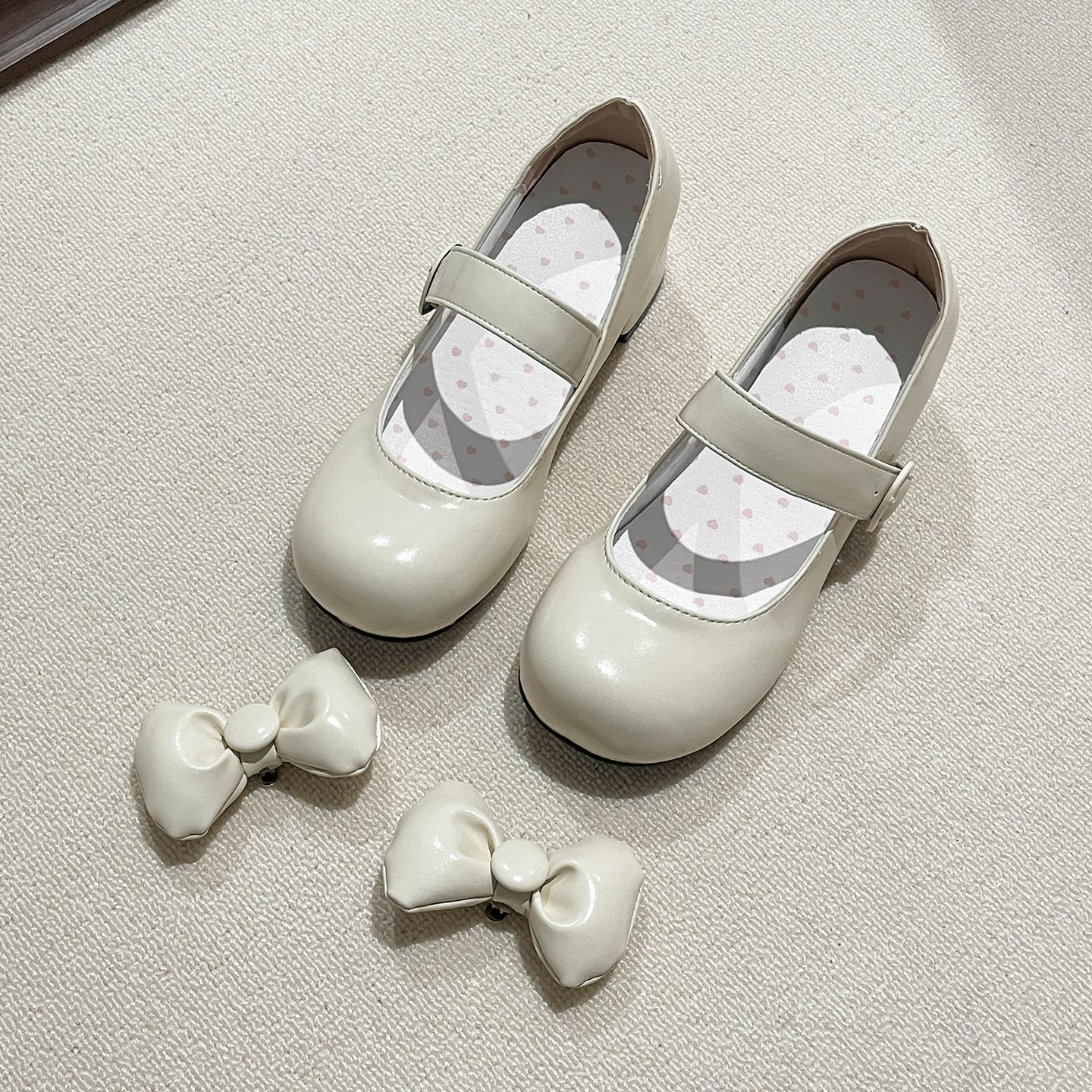 

Fashion Butterfly-knot Women Mary Jane Shoes Elegant Round Toe Thick Heel Shoes Ladies Fashion Lolita Pumps Size 35-39 Zapatos De Mujer 39 бежевый