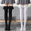 Sexy Solid Color Over The Knee Long Socks Women Thigh High Stockings Japanese Lolita Ruffles Lace Anime Cosplay Hosiery