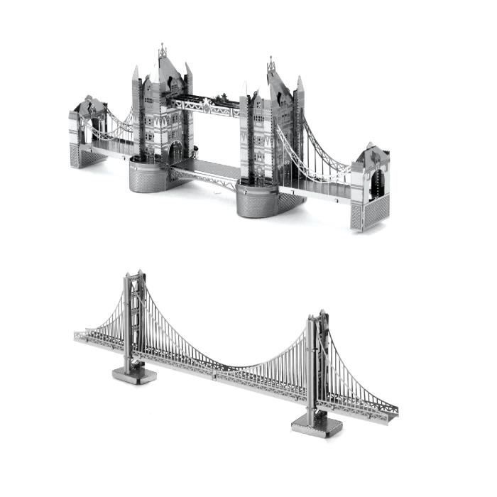 Metal Earth Fascinations London Tower Bridge Et Golden Gate Bridge Puzzle 3D En Métal