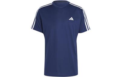T Shirts Men's Dark Blue Crew Neck Moderate Straight Fit IB8152