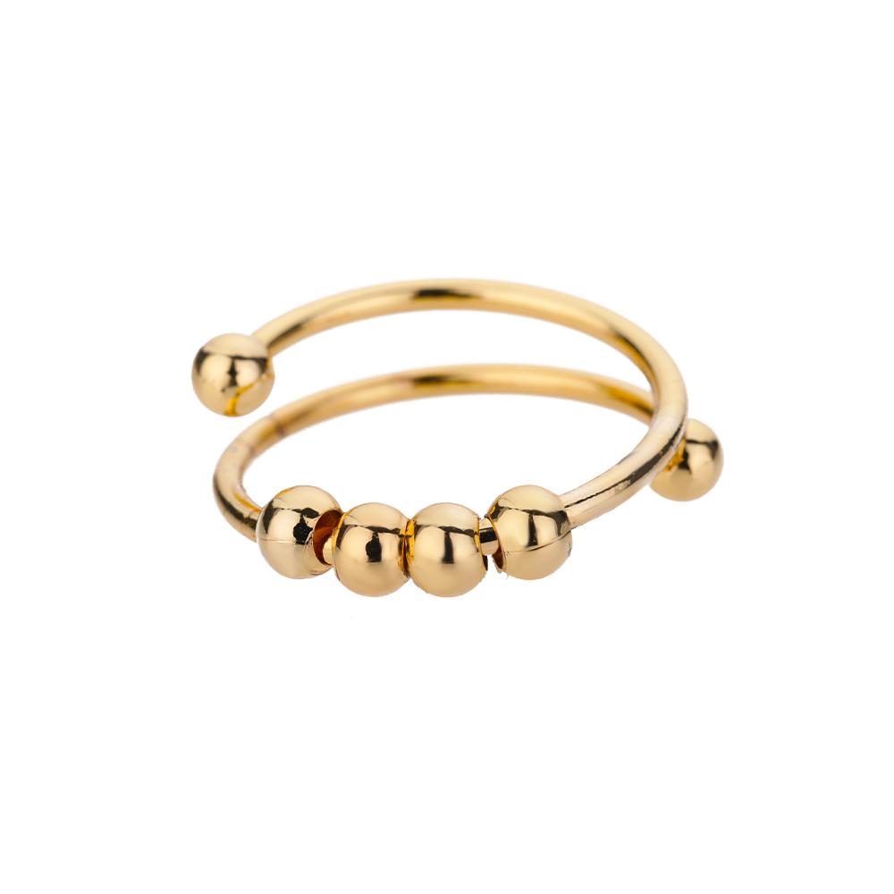 Spiral Bead Relieve Anxiety Open Ring, Minimally Designed for Men and Women with Rotating Bead Ring Jewelry