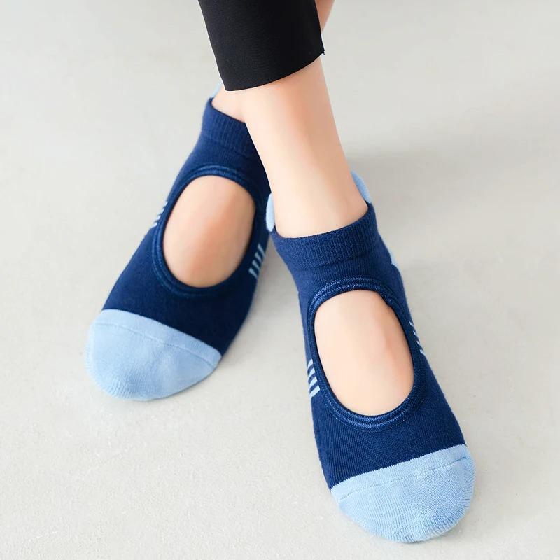 Women Backless Pilates Socks Towel Bottom Breathable Anti Slip Yoga Socks Ballet Dance Sports Socks Fitness Gym