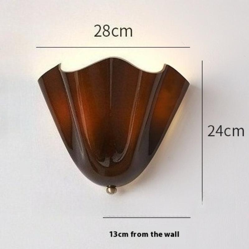 New Retro LED Glass Wall Lamp Shell Modeling Living Room Background Wall Corridor Bedroom Bedside Decorative Lighting