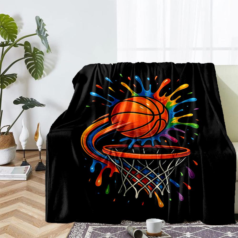 basketball Theme Printed Blanket - Perfect for Couch, Bed, Travel & Outdoor Use | Machine Washable, Cozy & Durable.