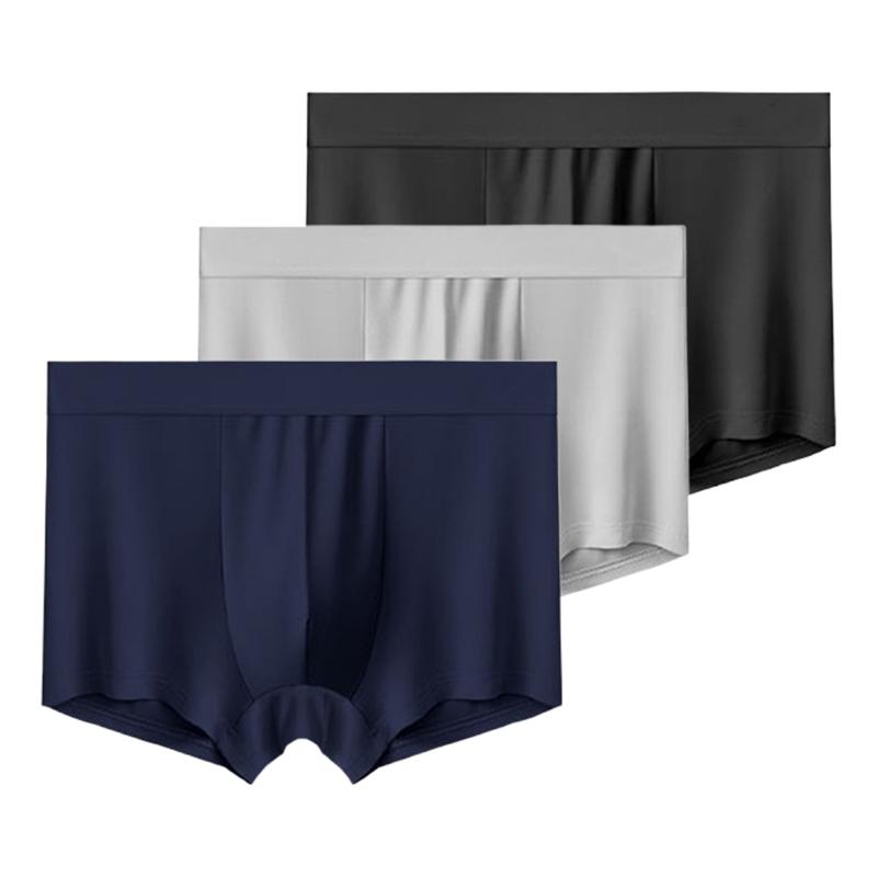 3 Pieces Men's Underwear Ice Silk Boxer Shorts Men Underpants Cool Breathable Sexy Thin Panties U Convex Lingerie L XL XXL 3XL 4XL