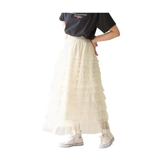 [Rope Picnic] Skirt Tulle Ruffle Tiered Skirt Women s