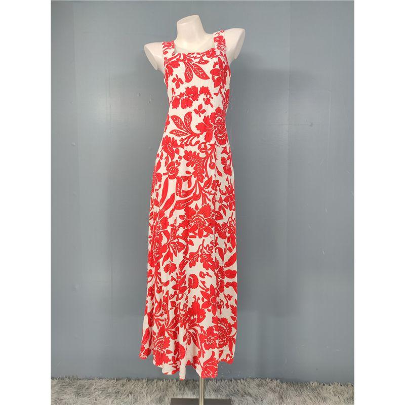 

Export Single V Home Exquisite Print Summer New Arrival Banquet Party Fashion Elegance Beautiful Personality Slim Looking Dress Red White M