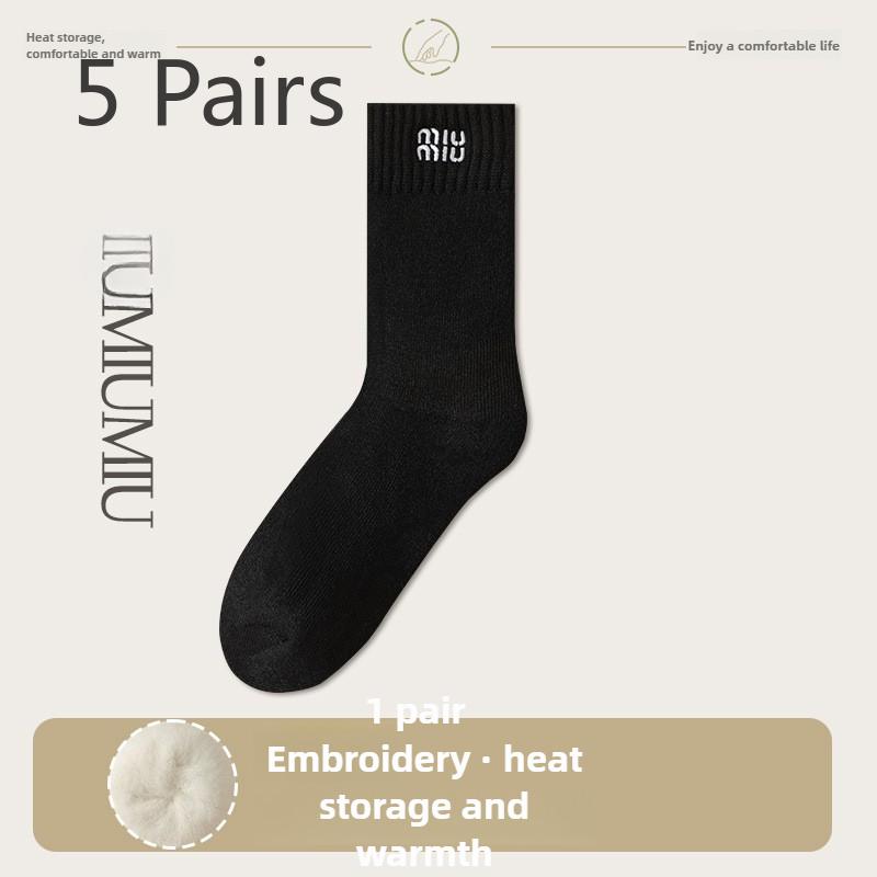 5 Pairs of Women's Winter Warm Thick and Fleece Moonlit Stockings