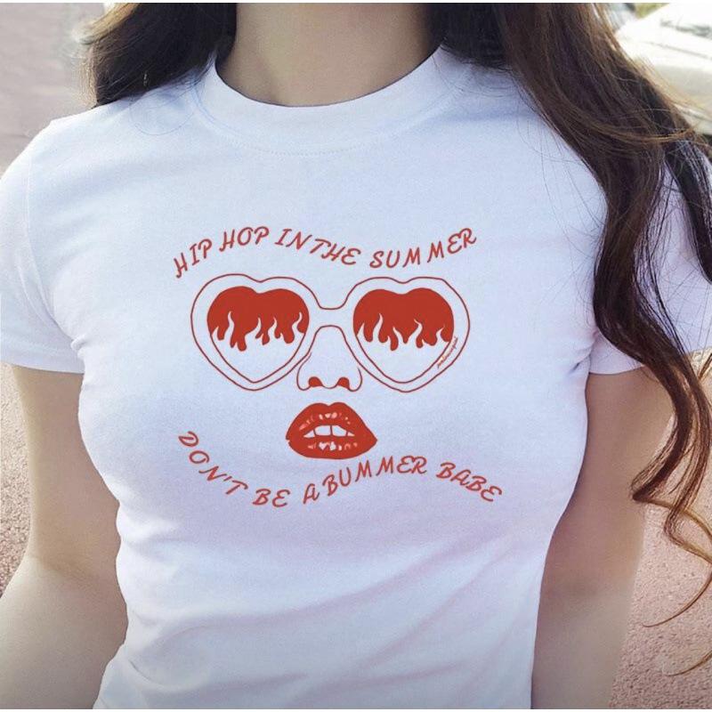 

Cartoon Printed Women S Crew Neck Short Sleeve Bottom T-Shirt Bottom Shirt XXXL