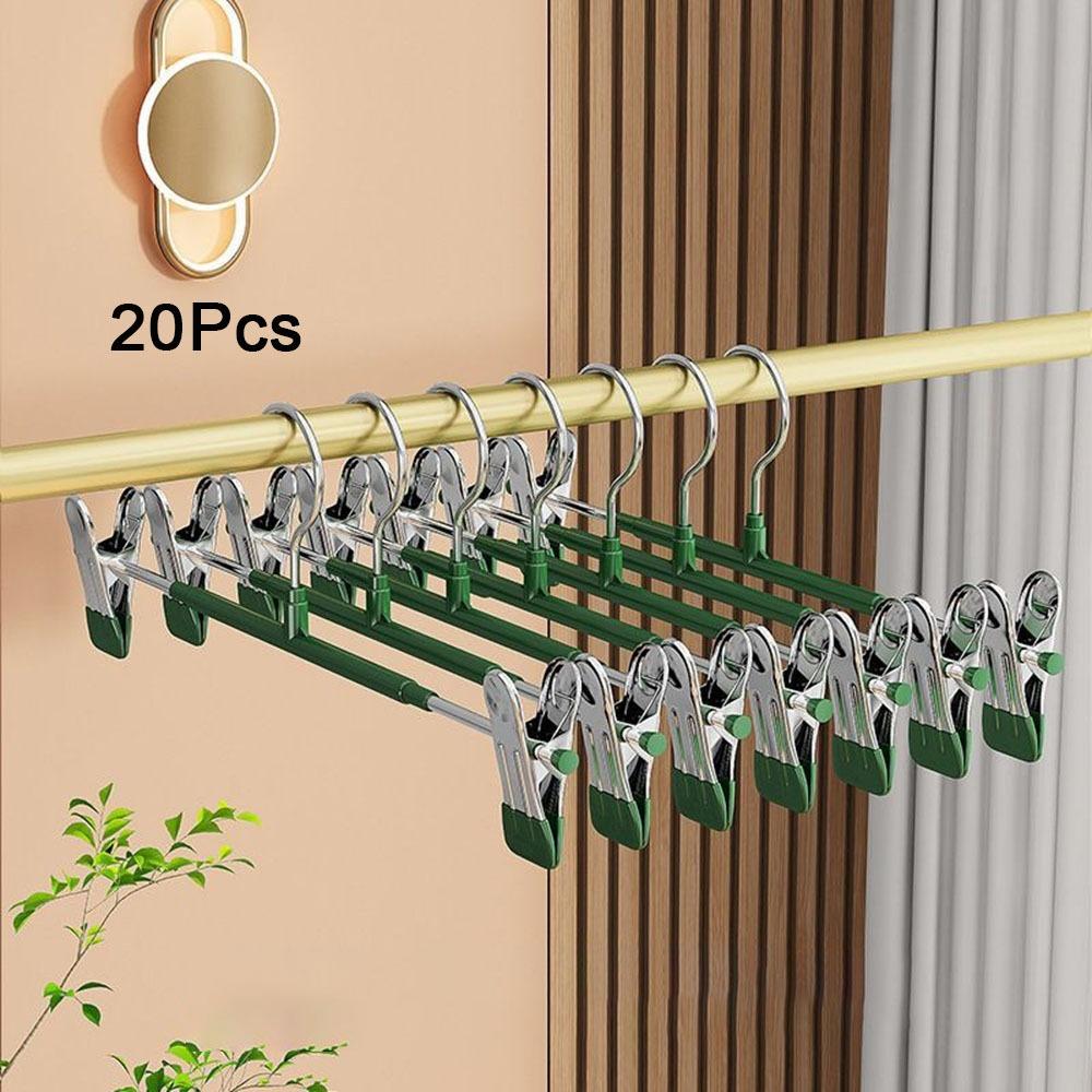 

20Pcs Stainless Steel Skirts Rack Clip Windproof Pants Clamp Durable Pant Hangers Wardrobe зелёный