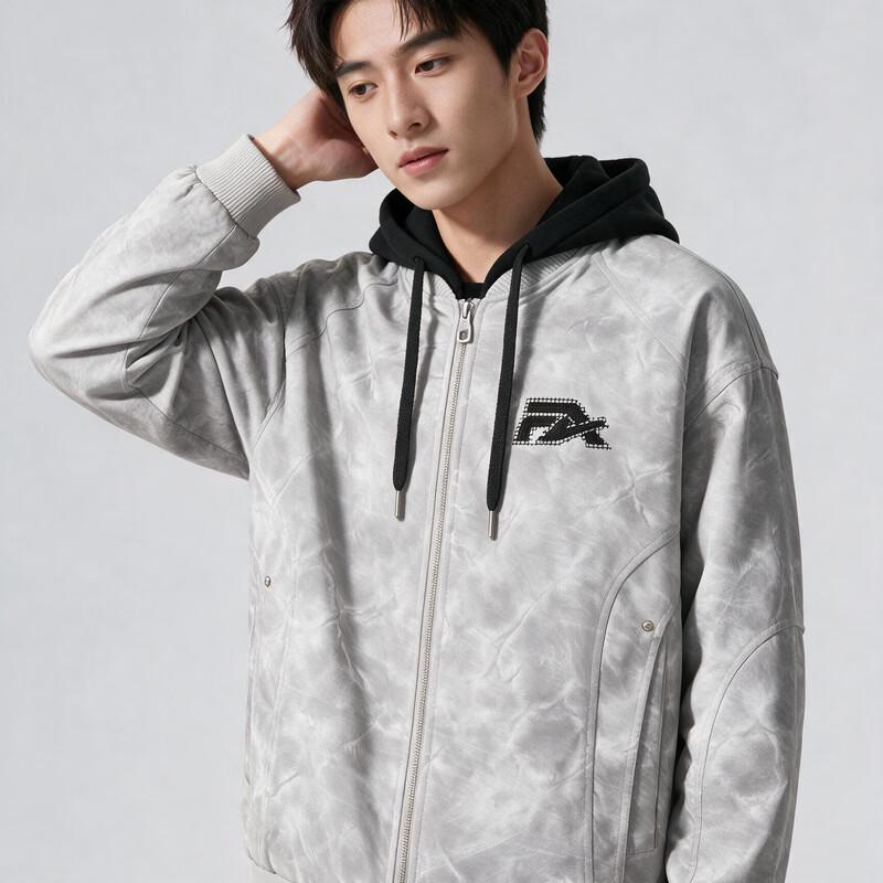 Kuaiyu Men's Winter Distressed Faux Two-Piece Padded Jacket
