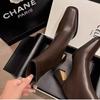 Spring and Autumn New Coarse Heel Pointed Short Boots Women's Brown Ankle Boots Single Boots Skinny Boots Back Zipper Winter High Heels