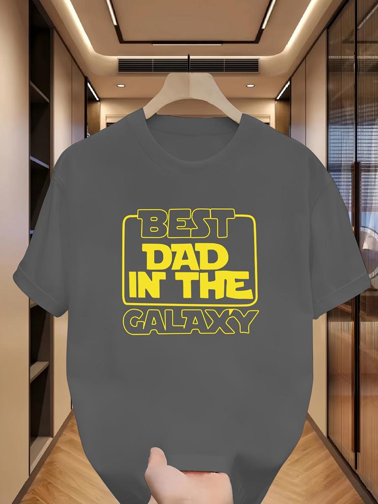 Mens Summer 100 Cotton T Shirt Printed with The Galaxys Best Dad Pattern The Best Fathers Day Gift for Boyfriends Father