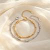 Gold Plated Double Layer Round Beads Bracelet, Stainless Steel Adjustable Thin Link Chain Bracelets, Luxury Jewelry for Women