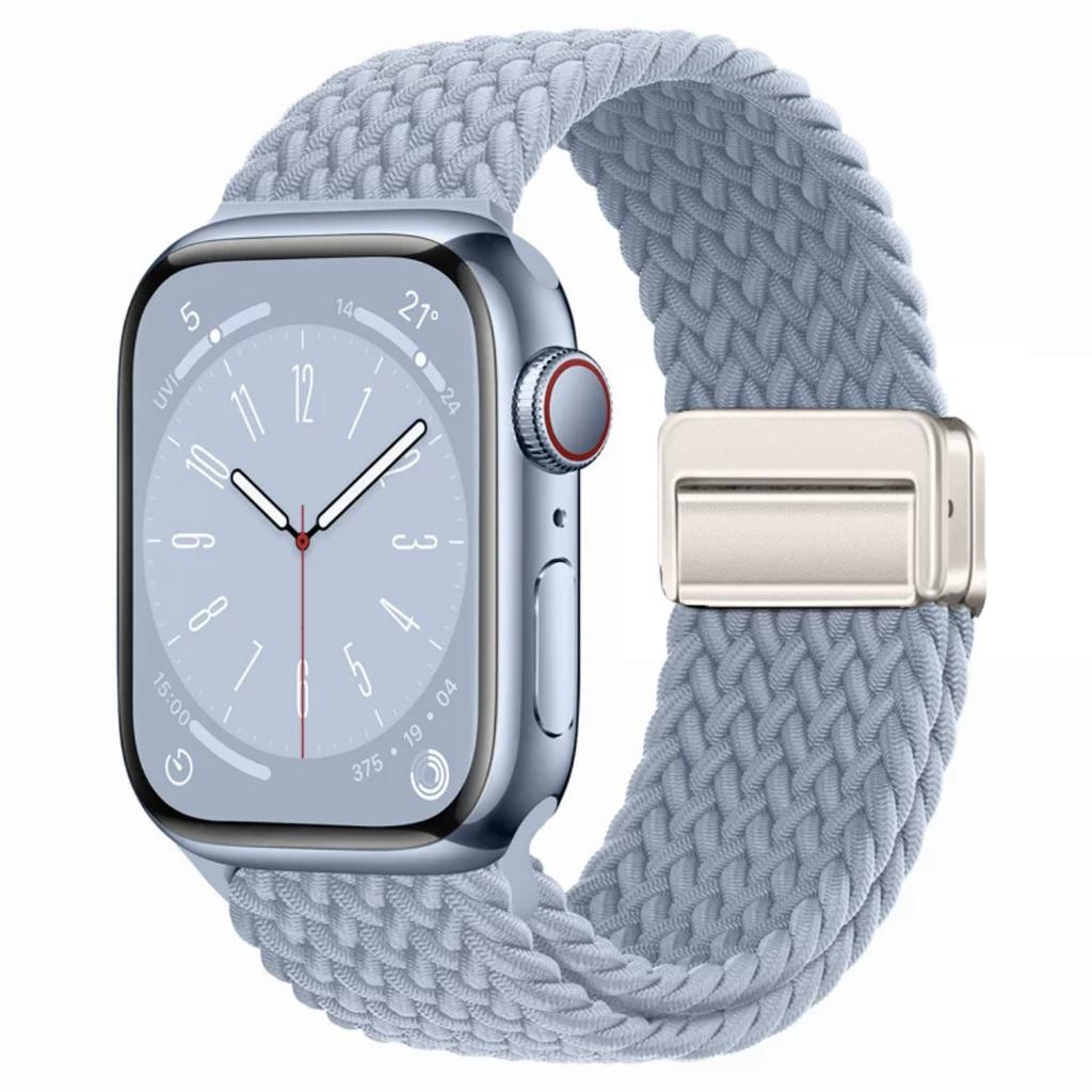 Geflochtenes Solo Loop-Armband aus Nylon für Apple Watch Band Ultra2 49 mm 9 8 7 41 mm Metall-Magnetarmband 45 mm 6 5 4 SE 44 mm verstellbarer elastischer iWatch-Gurt