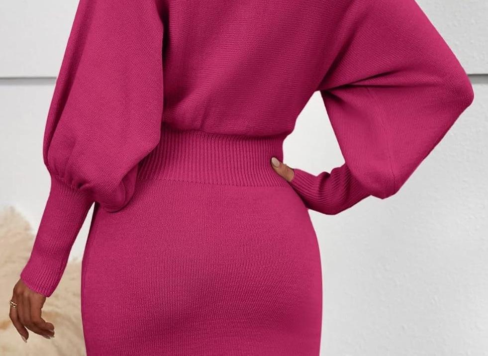 European Style Slim-Fit Knit Dress - Autumn/Winter Hip-Hugging