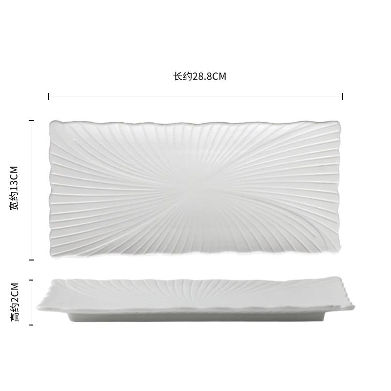 Plato de Barra Larga Irregular de Cerámica Blanca Pura Plato para Sushi Dim Sum Plato para Presentación de Cocina Molecular Vajilla Creativa para Restaurante