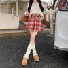 Retro Tartan Wool Skirt for Women Autumn Winter Academic Style High Waisted Thickened Pleated Skirt Petite A Line Short Skirt