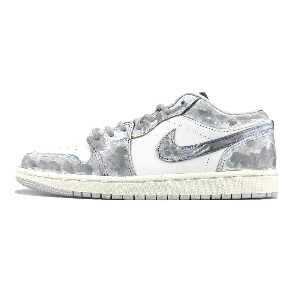 Jordan Air Jordan 1 Abrasion Resistant Abrasion Resistant Low Top Skateboard Shoes Unisex Gray White FQ7687-300(Team1108-)