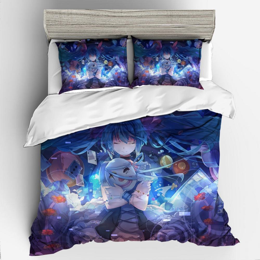 3D Digital Printing Animation Series Hatsune Quilt Cover Three-Piece Set Thickened