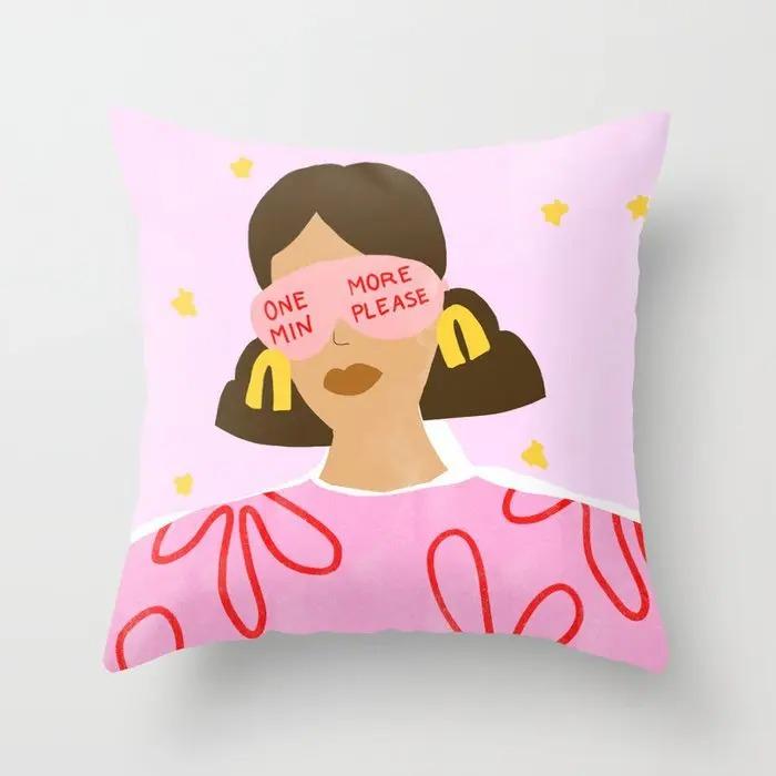 Pink Pattern Pillowcase Office Living Room Home Pillowcase Car Ornaments