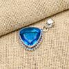 Blue Topaz Gemstone Handmade 925 Sterling Silver Jewelry Pendant For Wedding Gift