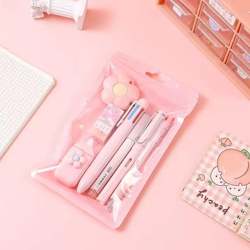 7-Pcs Stationery Set Premium Student Learning Kit Smooth Writing Neutral Pens Ideal Graduation Gift for Teens