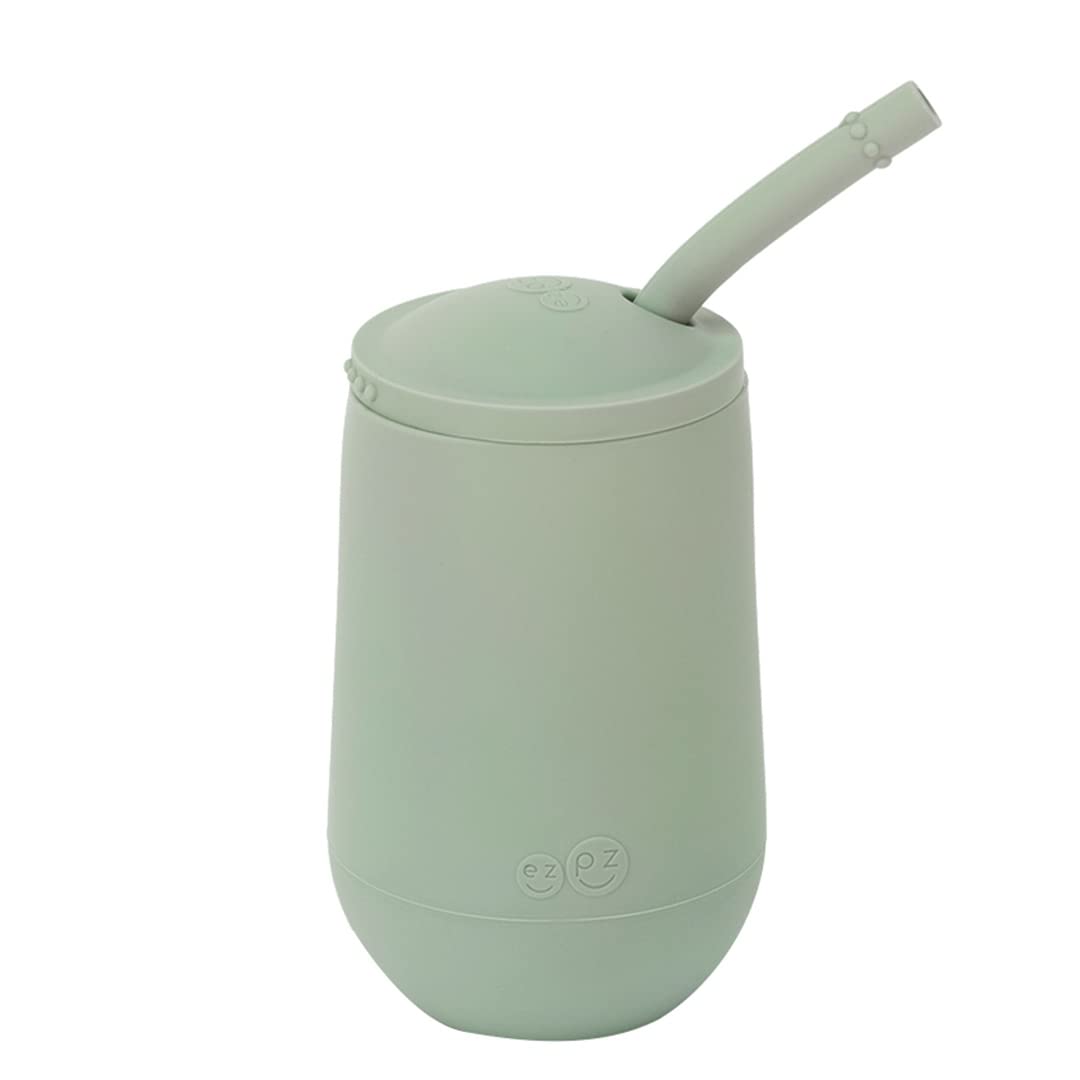 

ezpz Набор соломинок Happy Cup Детская посуда для кормления Соломинка Кружка-поильник Практика питья 2-3 года Малыш Детская посуда Силикон Подарок [Кружка Кружка] Непроливайка мятный