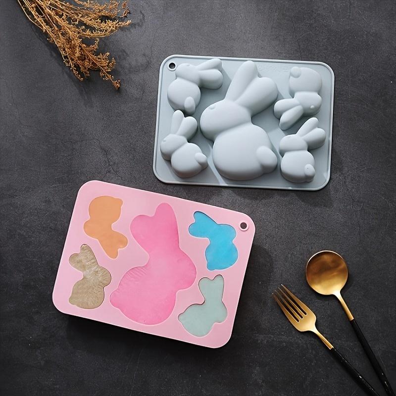 5 Cavities Bunny Silicone Mould for Baking Cake Chocolate Jelly DIY Soap Clay Drip Ice Cubes Dog Food