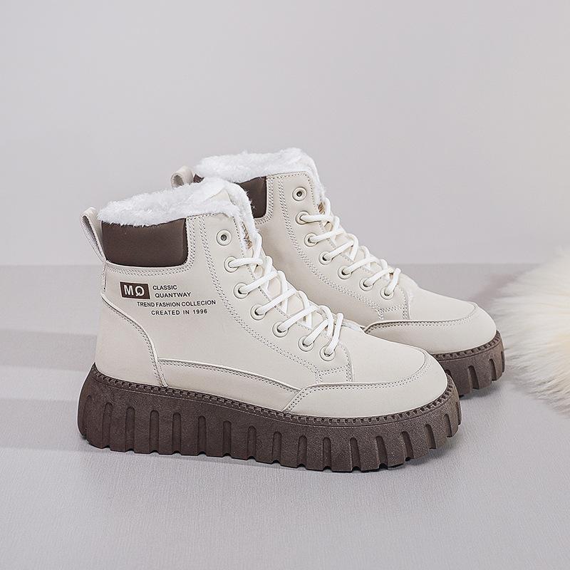 Women's shoes velvet high-top Martin boots women's thickened warm cotton shoes flat-soled fashion casual snow boots casual shoes