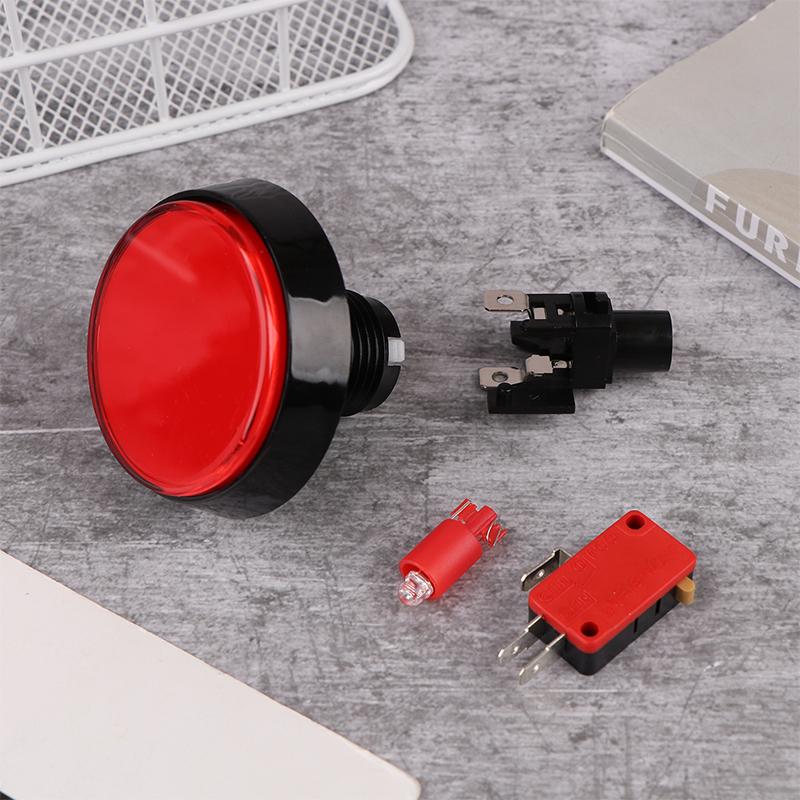 Arcade-Button 60 mm DC 12 V LED Großer runder Button 5 Farben Mikroschalter-Button Selbstzurücksetzender Button für Arcade-Automaten
