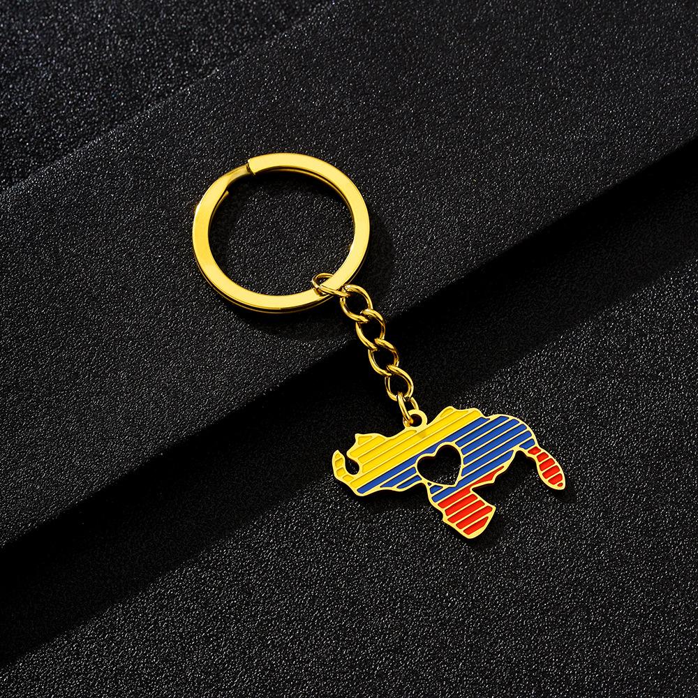 Venezuela Heart Pendant Keychain – Retro Ethnic Style for Men & Women