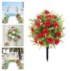 Artificial Rose Flower Memorial Bouquet with Ground Spikes Garden Decor Floral Picks Faux Flower for Outdoor Backyard Pathway