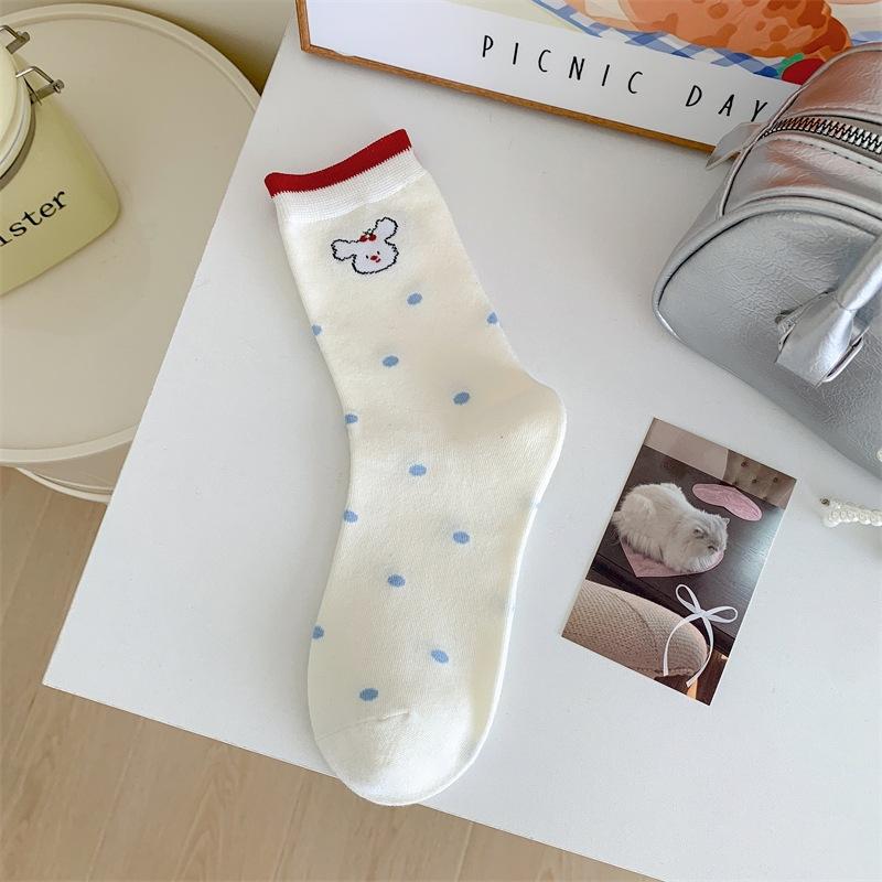 Женские весенне-летние милые мультяшные полосатые хлопковые носки-трубы разных цветов в стиле преппи 1 pair