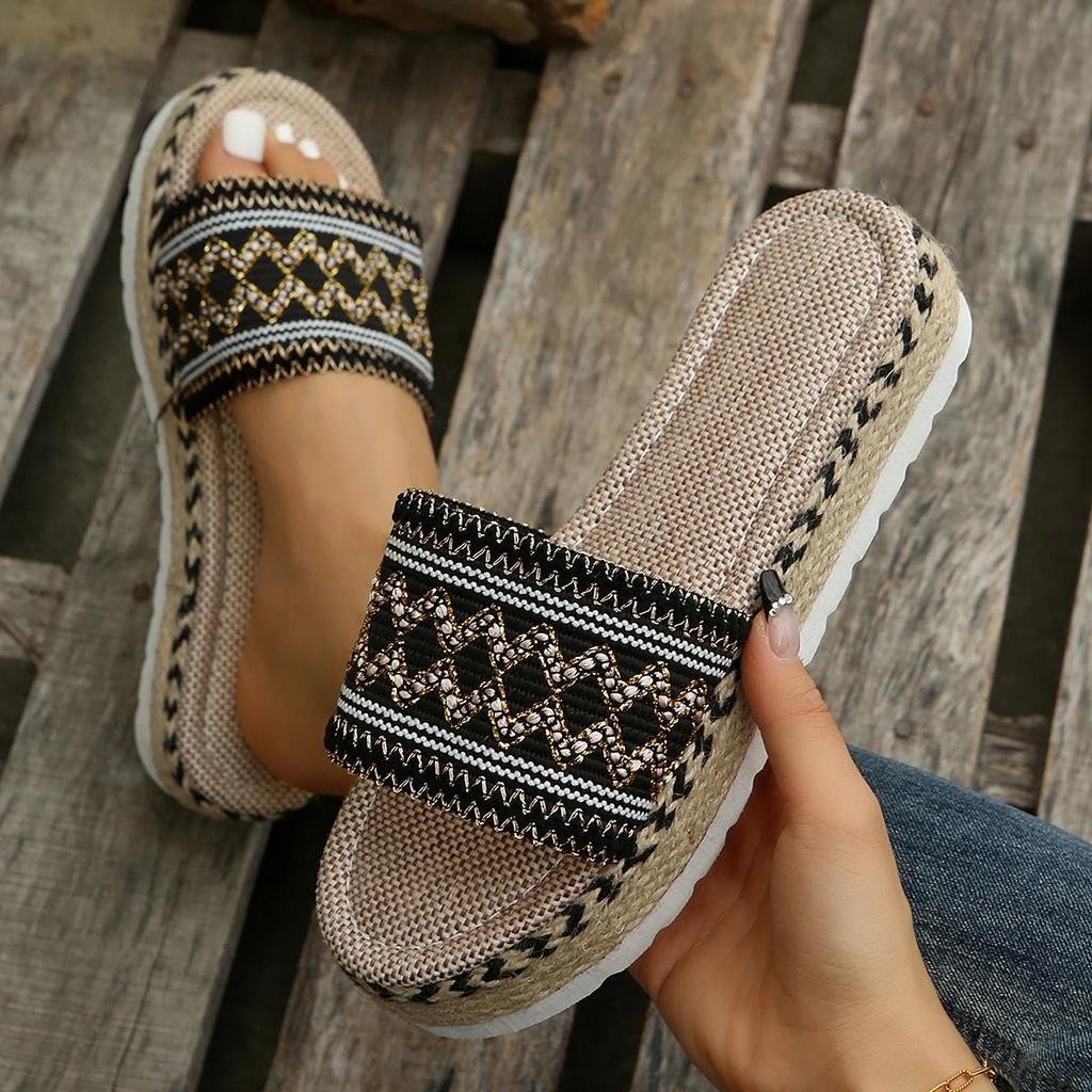 Women's Slippers Platform Summer Shoes for Women Beach Casual Heeled Sandals Bohemian Handmade Ladies Espadrilles