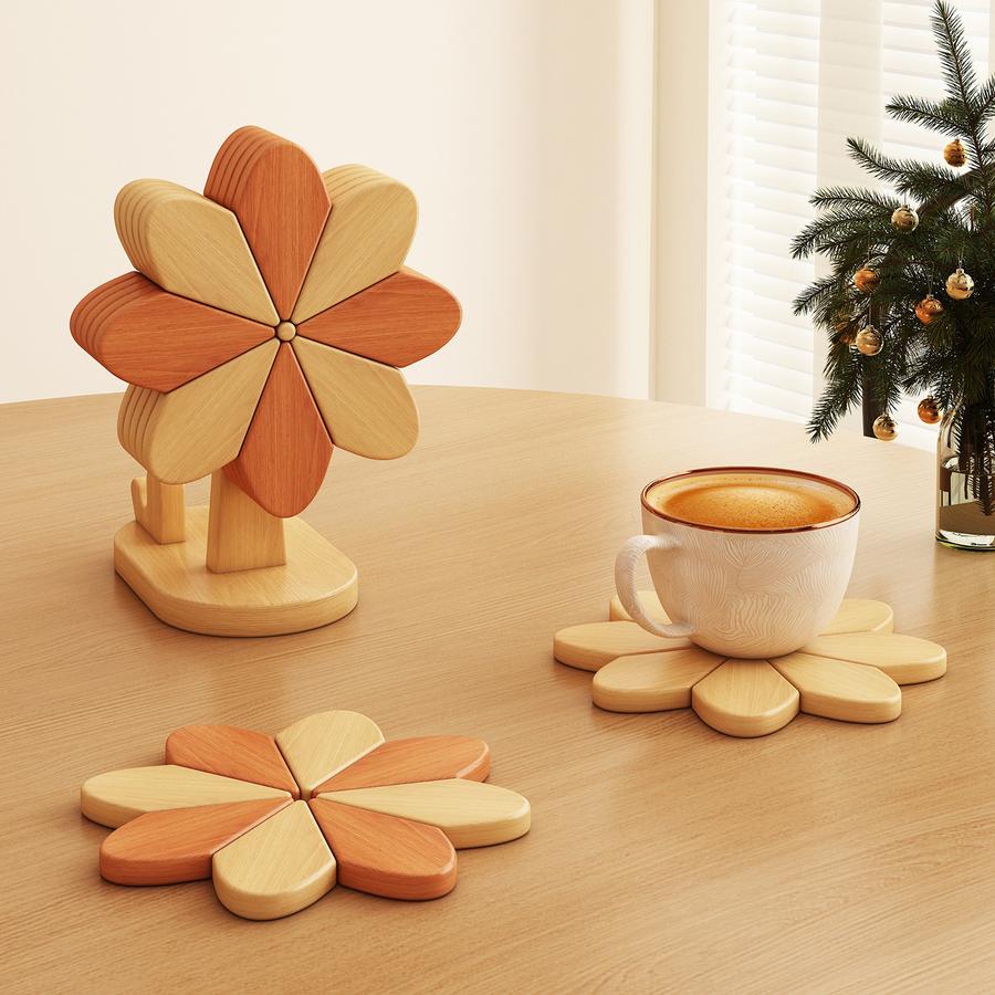 Luxury Wind Chime Heat-Resistant Pad Table Decor Creative Home Goods Solid Wood Foldable Placemats