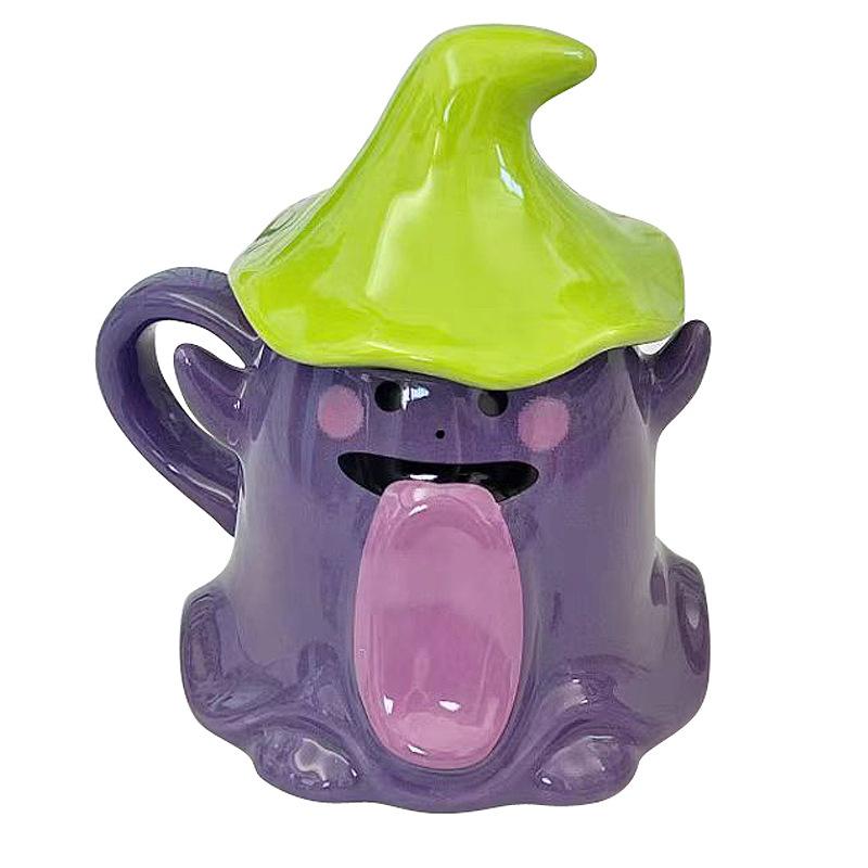Funny ceramic cup with lid Halloween trend personalized coffee drinking cup birthday gift for male and female couples