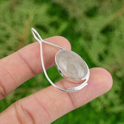 Töchtertag Angebot Ovaler Goldener Rutilstein 925 Silber Lünette Neuer Anhänger Schmuck