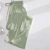 Women's Summer Ice Silk Wide-Leg Pants: One or Two-Piece Set, Korean Style, High Waist, Slimming, Floor-Length.