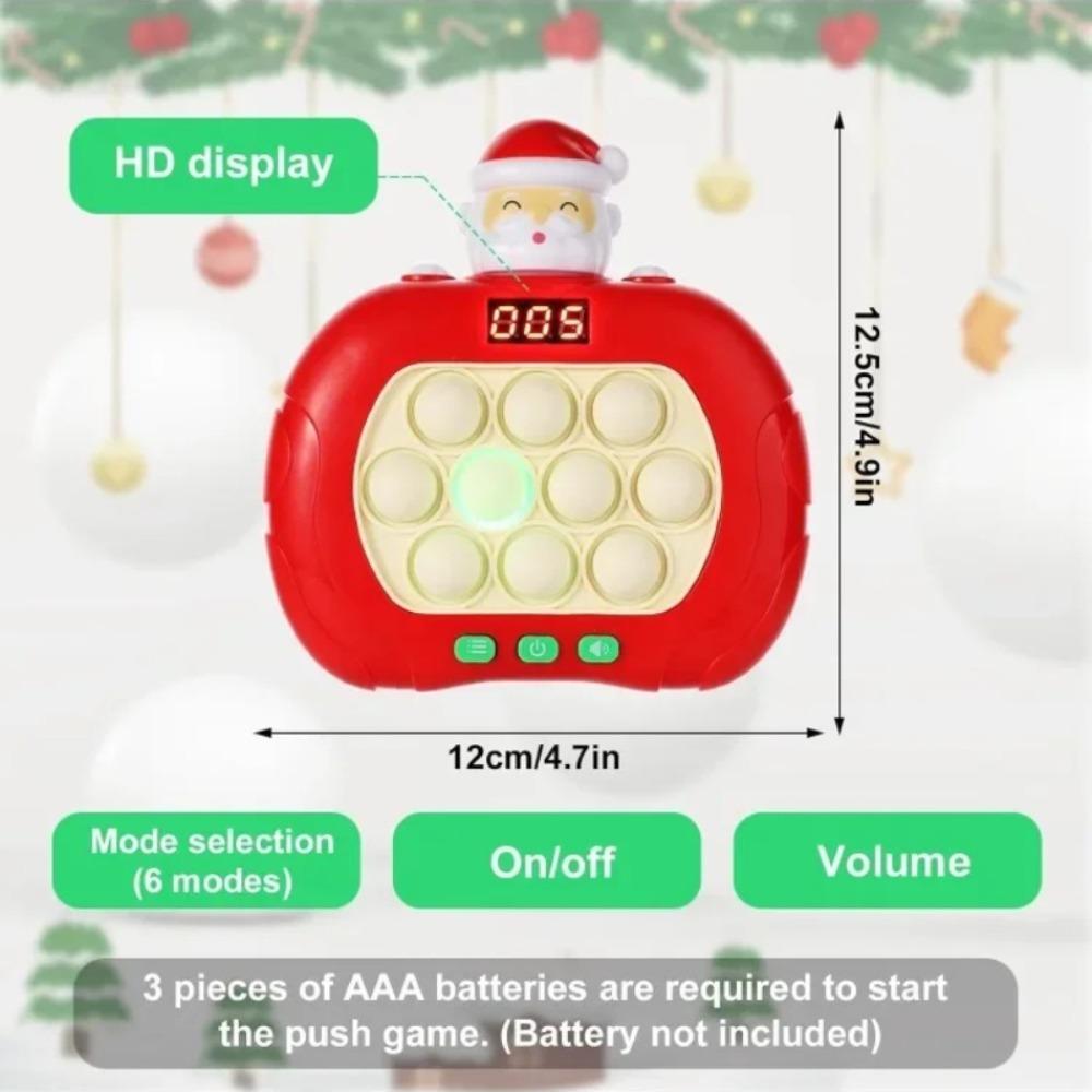 Quick Push Pop Fidget Toy for Christmas Santa Claus Pop Bubble Game Controller Handheld Puzzle Sensory Toy for Kids Boys Girls