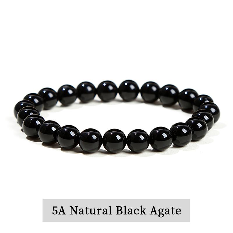JD Natural Stone Beads Bracelet Amethyst Tiger Eye Crystal Quartz Agate Gem Beads Bangles Women Men Reiki Healling Jewelry Gift