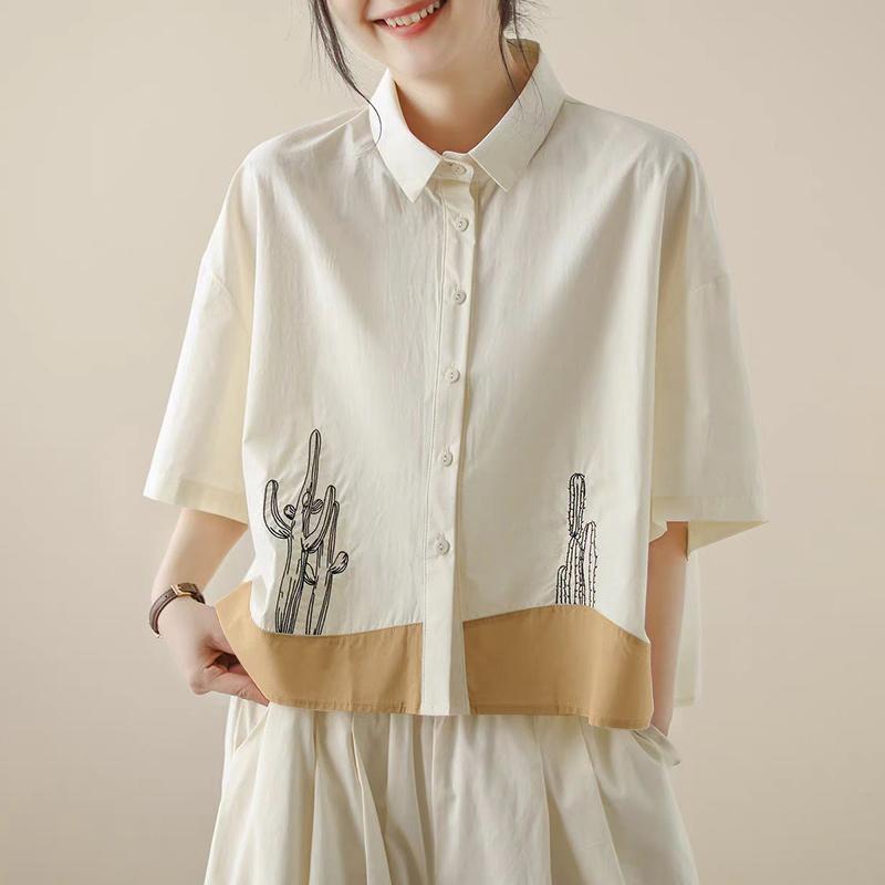 

ZANZEA Женская классическая блузка свободного кроя с принтом и полурукавом 5XL хаки